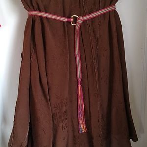 Hand Woven 33in. Striped Belt in Maroon, Golden Yellow, and Teal